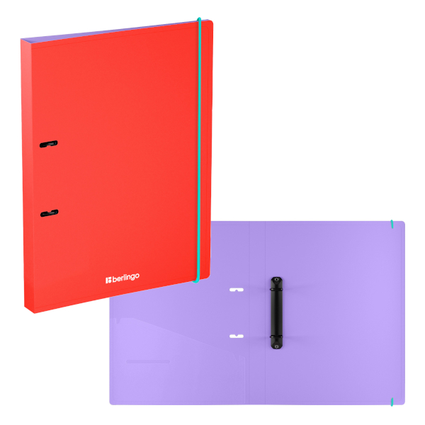 Папка 2 D-кольца А4, 24мм, 600мкм, карман внутрен., красный "Raze" RB4_2D151 Berlingo