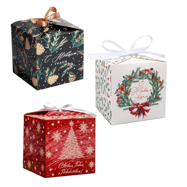 Коробка складная 12*12*12см "Новогодняя" 6929357/9756554/9875907 Upak land