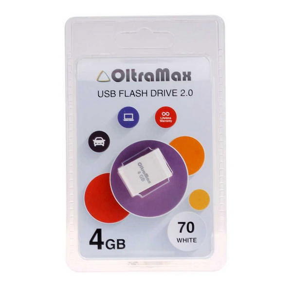 Память Flash Drive 4Gb USB 2.0. OltraMax 70 white OM-4GB-70-WHITE