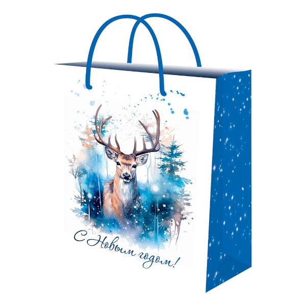 Пакет бумажный 20*14*6,5см "Новогодний олень" ППК-2289 Миленд