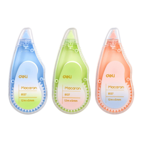 Корректор ленточный 5мм*12м "Macaron" в блистере, ассорти EH333 Deli