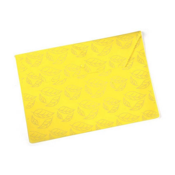 Папка-конверт на кнопке А4, 1отд., 180мкм, желтая "Листочки" PK810ТYEL Бюрократ