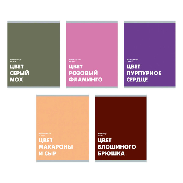 Тетрадь 48л А5 клетка "Редкие цвета" картон, ассорти ТКЛ489161 Listoff