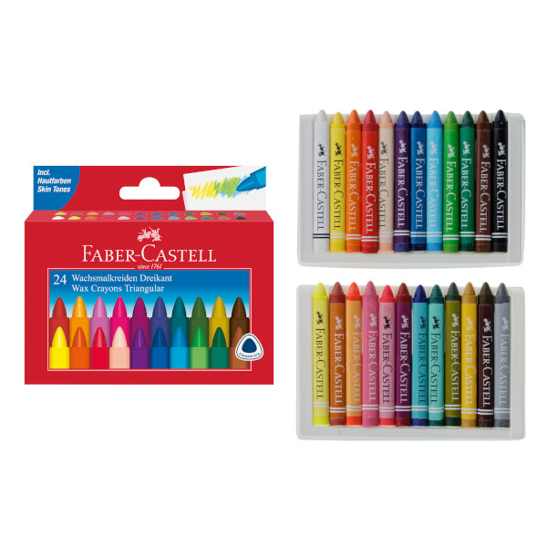 Мелки восковые Faber-Castell 24цв, 3-гран., карт.уп., с европ. 120024