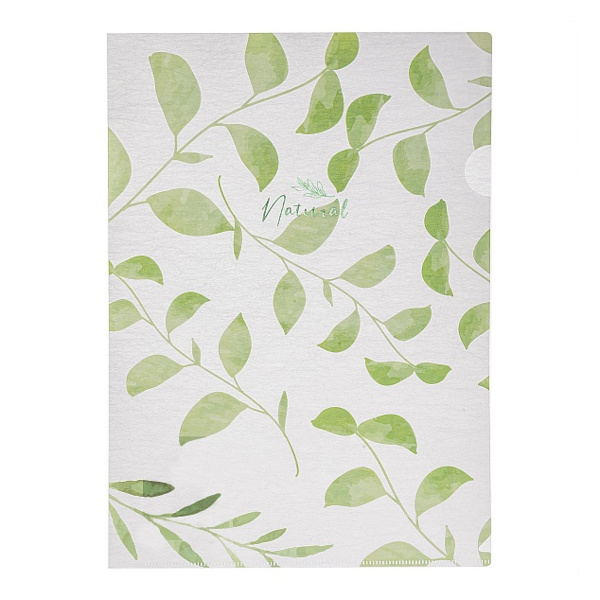 Папка-уголок А4, 1отд., 180мкм, рисунок "Natural Leaves" AG4_33480 Hatber