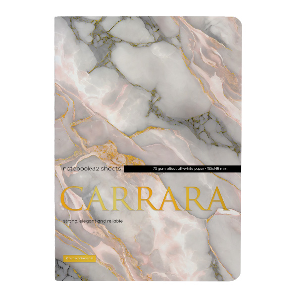 Тетрадь 32л А6 линейка/сшивка "Carrara" картон, рисунок 65820 7-32-506/17 Bruno Visconti