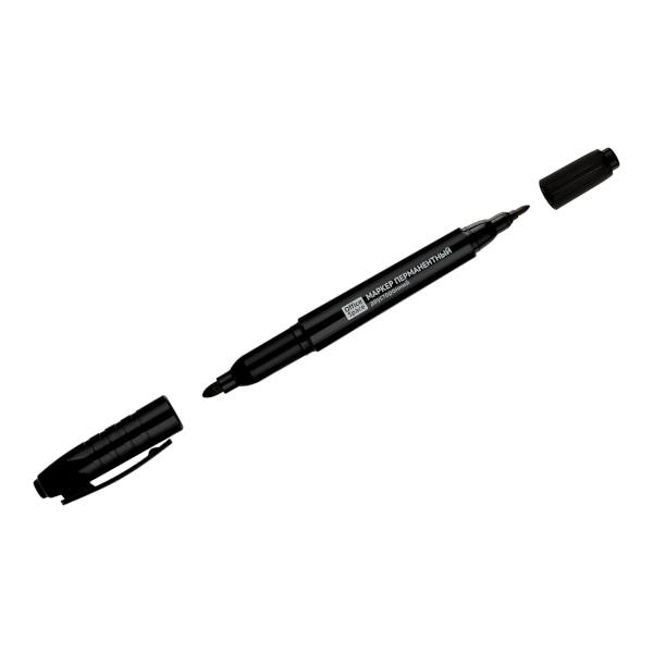 Маркер перм двустор. 2-4мм, спирт. осн., пулевид., черный, пластик. корп. PMds_66084 OfficeSpace