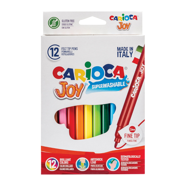 Фломастеры Carioca "Joy" 12цв, смываемые, карт.уп. 40614