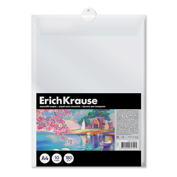 Папка для акварели А4 "Art Spirit" 10л 180г/м2, в пласт.папке 61649 Erich Krause