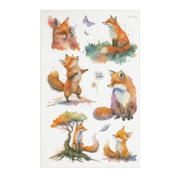 Татуировка на тело "Лисёнок" светящ. с блёст., 7,5*12см 10539432