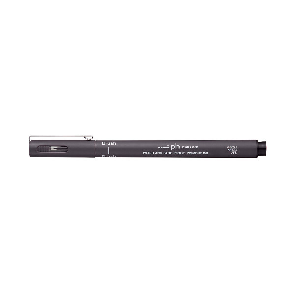 Линер Uni Pin Fine Line Brush (кисть) темно-серый PIN Brush-200(S)DarkGrey