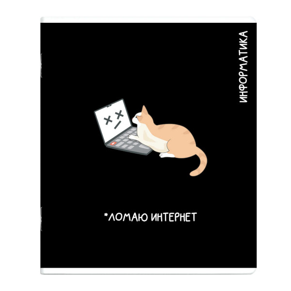 Тетрадь предметная 48л А5+ Информатика "Коты мемы" клетка, картон 69827 Феникс+