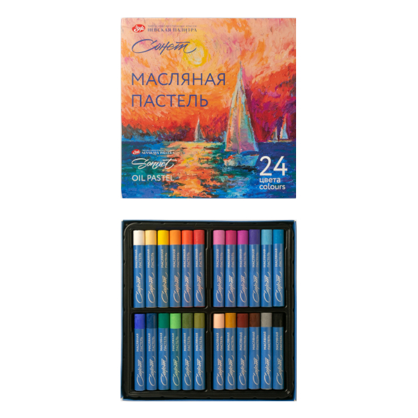 Пастель масляная Невская палитра "Сонет" 24цв, круглая, карт.уп. 70412968/7041156