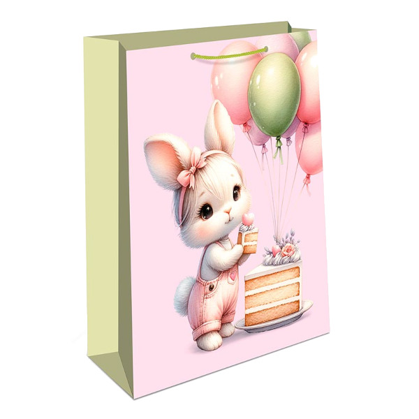 Пакет бумажный 22,3*18*10см "Зайка с тортом" 0192.472 Арт Дизайн