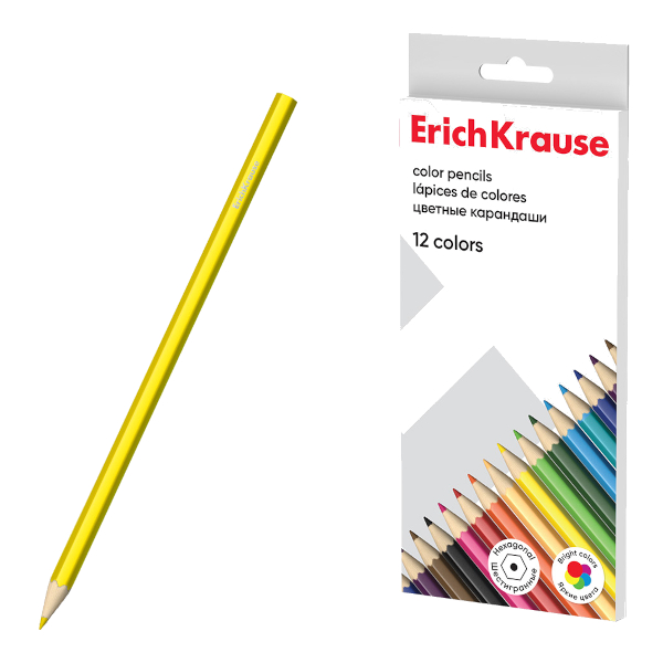 Карандаши 12цв, дерево, 6-гран. "Basic" карт.уп. 50529 Erich Krause