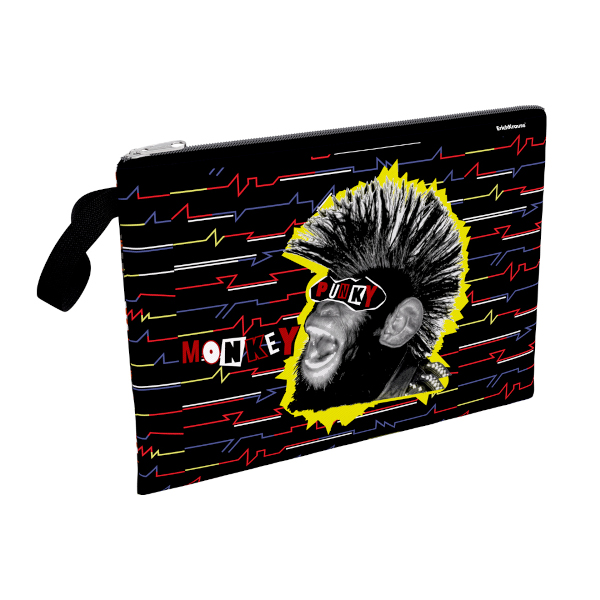 Папка для тетрадей А4 1отд., текстиль, молния, петля "Punky Monkey" 57402 Erich Krause