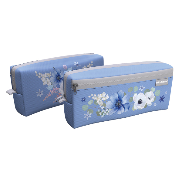 Пенал-косметичка 2 отд., 21*10*5см "Pastel Bloom (Light Blue)" КВАДРО, без напол, 61946 Erich Krause