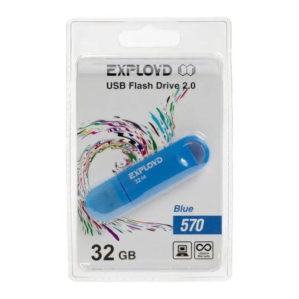 Память Flash Drive 32Gb USB 2.0 Exployd 570 синий EX-32GB-570-Blue