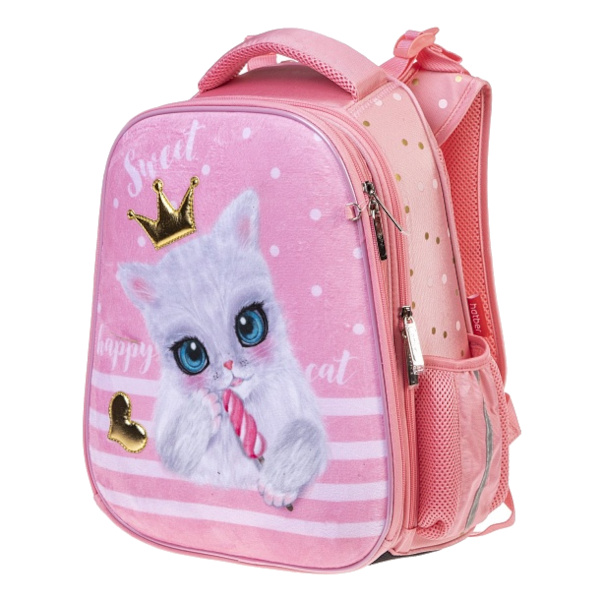 Рюкзак Hatber ERGONOMIC Classic "Кошечка с мороженым" 2отд., 2карм., EVA, 37*29*17см NRk_71015