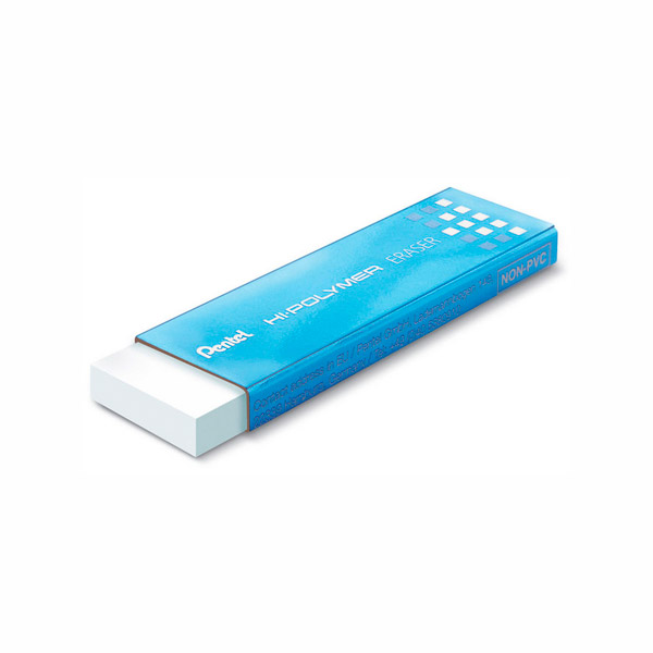Ластик Pentel "Hi-Polymer. Slim Eraser" прямоуг. 65*18*4,5мм, полимер, белый EZEE02