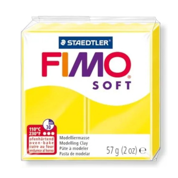 Глина полимерная FIMO Soft 57гр, лимонный, запекаемая в печке 8020-10