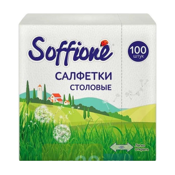 Салфетки бумажные Soffione белые 100шт, белые (24*24см) 10900330