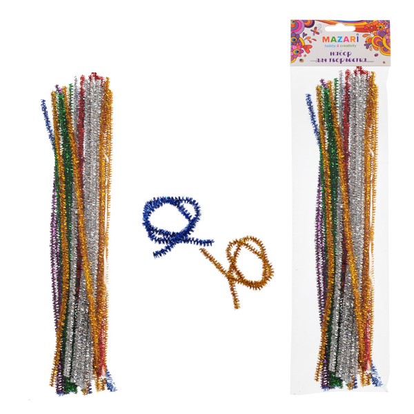 Проволока пушистая синельная "Блестящая" 6мм, 30см, 30шт M-4250 MAZARI ТМ