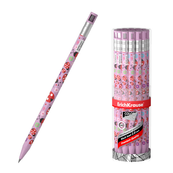 Карандаш механический 2мм HB, пластик. корп., точилка "ColorTouch. Ladybug" 56064 Erich Krause