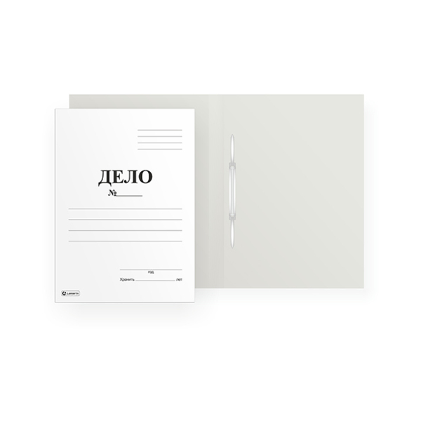 Папка-скоросшиватель картон "Дело №" А4, 400гр/м2, белая, мелов. 22051 Lamark
