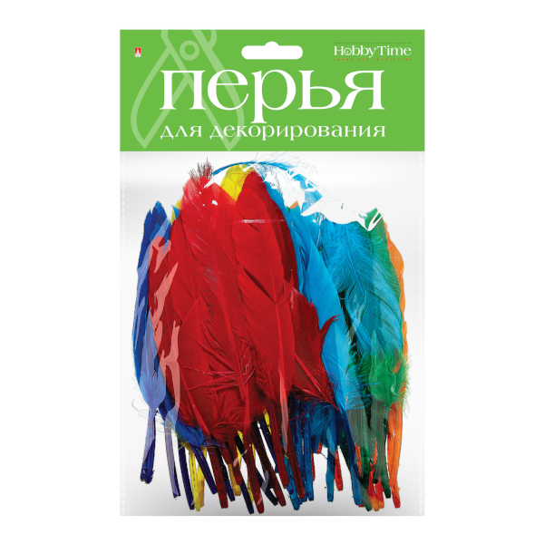 Декоративный элемент "Перья декоративные. Набор №1" 7-15см, 60шт, цветные 2-405/01 HOBBY TIME