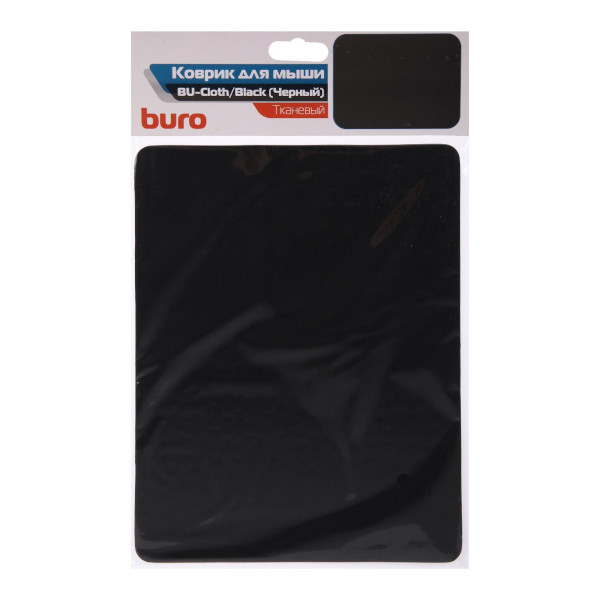 Коврик для мыши Buro "BU-Cloth" резина+ткань, 220*180*3мм, черный 9809033