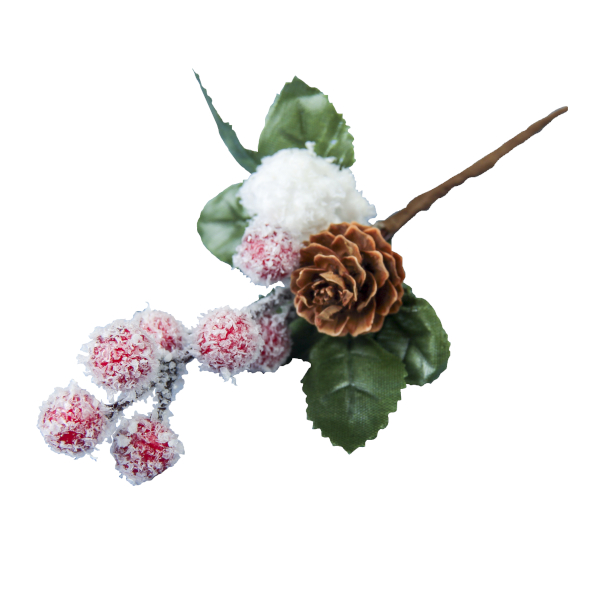 Декор "Еловая ветка. Грезы" листья, шишка, ягоды, 18см 3573512 Зимнее волшебство