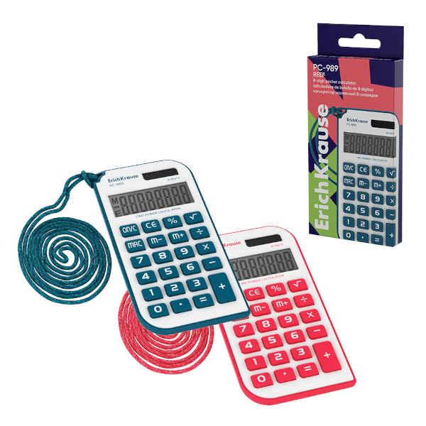 Калькулятор Erich Krause "Reef" PC-989 (ассорти) карманный 8р 62749
