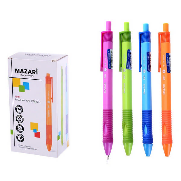 Карандаш механический для левшей 0,5мм HB, пластик. корп., ассорти "Umy" М-6152L MAZARI ТМ