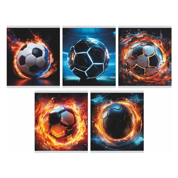 Тетрадь 48л А5 клетка "Футбольный мяч" картон, ассорти 4824-24 Lamark