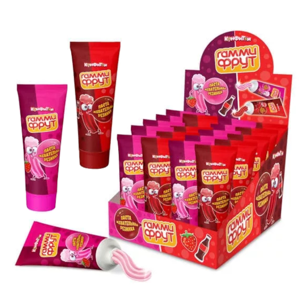 Жевательная резинка-паста "Гамми фрут. Клубника/кола" 20гр КТ94992