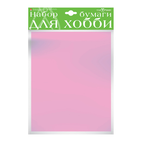 Бумага цветная крашенная в массе А4 двустор. 10л/1цв, пакет, 110г/м2, розовый 2-065/10 HOBBY TIME