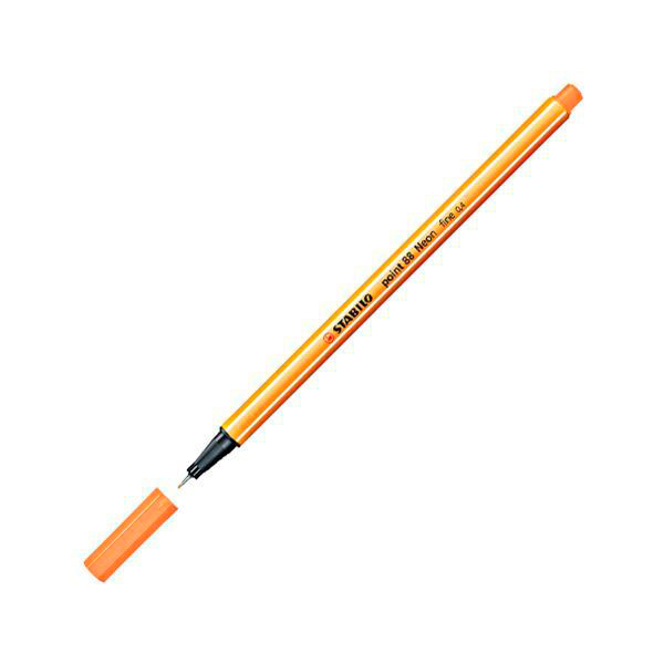 Ручка капиллярная Stabilo "Point 88" оранжевый неон, 0,4мм 88/054
