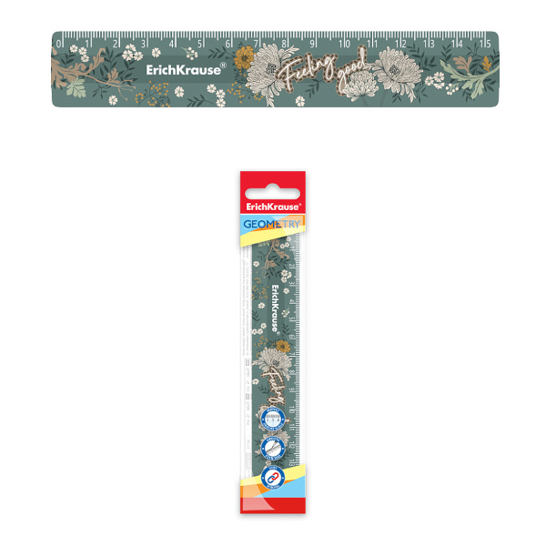 Линейка 15см, пластик, рисунок "Natural Life. Green" 55426 Erich Krause
