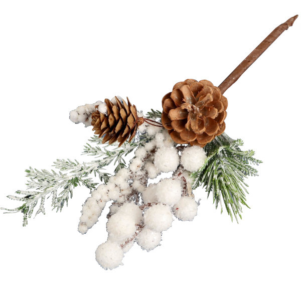 Декор "Зимнее очарование" белые ягоды, шишки, 24см 5046906 Зимнее волшебство