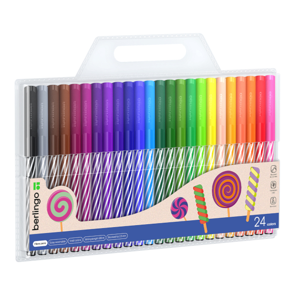 Фломастеры Berlingo "SuperTwist" 24цв/24шт, смываемые, блистер WP_03024