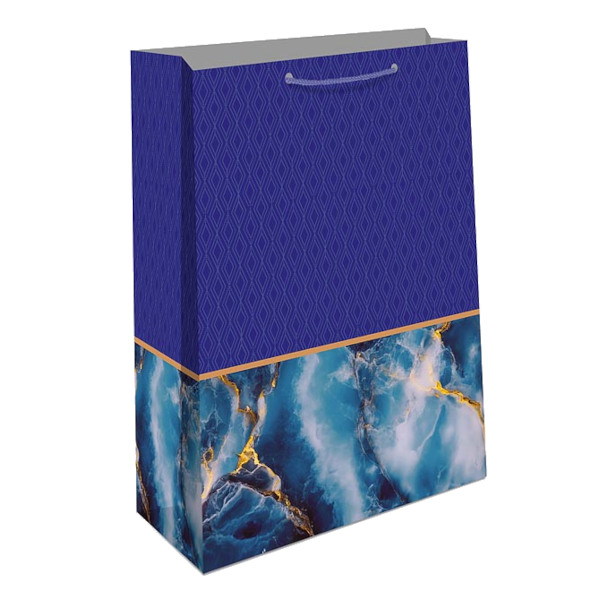 Пакет бумажный 22,3*18*10см "Синий, мрамор" 0192.461 Арт Дизайн