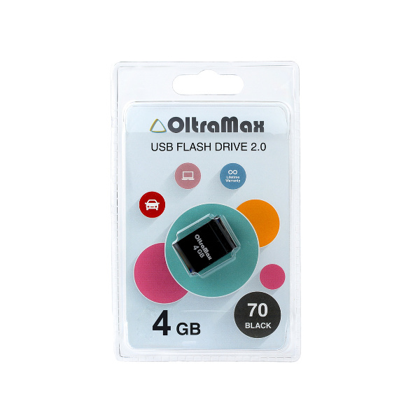 Память Flash Drive 4Gb USB 2.0. OltraMax 70 black OM-4GB-70-BLACK