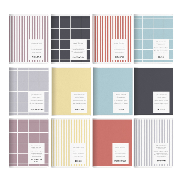 Комплект предметных тетрадей 48л А5 12шт "Color" картон N5533-5544 Be Smart