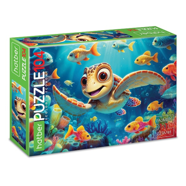 Пазлы 104 элем. дет. "ECO. Подводные приключения" А4 220*320мм 104ПЗ4_35540 Hatber