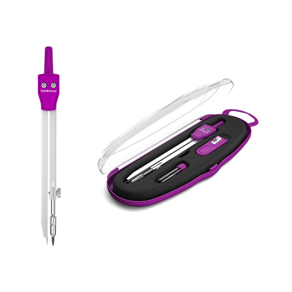 Готовальня Erich Krause "Neon" 3 предм., метал. циркуль 135мм, пластик. футляр, ассорти ЕК31527