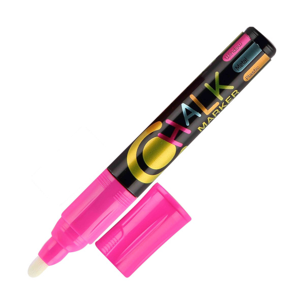 Маркер меловой 2,5мм, мелов. осн., пулевид., розовый, пласт.корп. "Chalk" FO-CM01 PINK Flexoffice