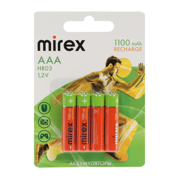 Аккумулятор Mirex HR03 AAA BL4 (емкость 1100 mAh) (1уп*4шт) 9633045