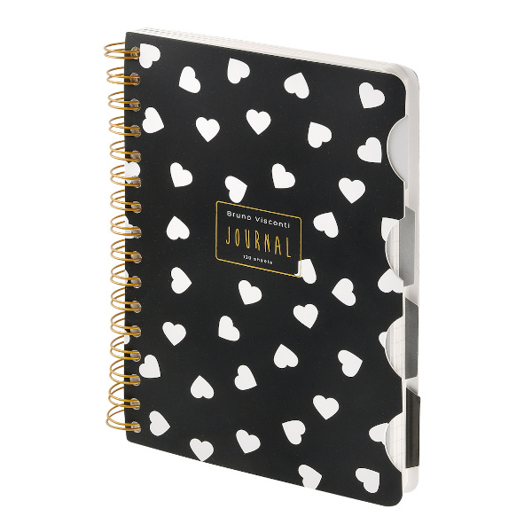 Записная книга А5 120л "Сердечки" клетка/линейка/точка, гребень, тв.обл. 3-567/13 BrunoVisconti