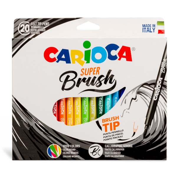 Фломастеры-кисти Carioca "Super-brush" 20цв, смыв., карт.уп. 42968